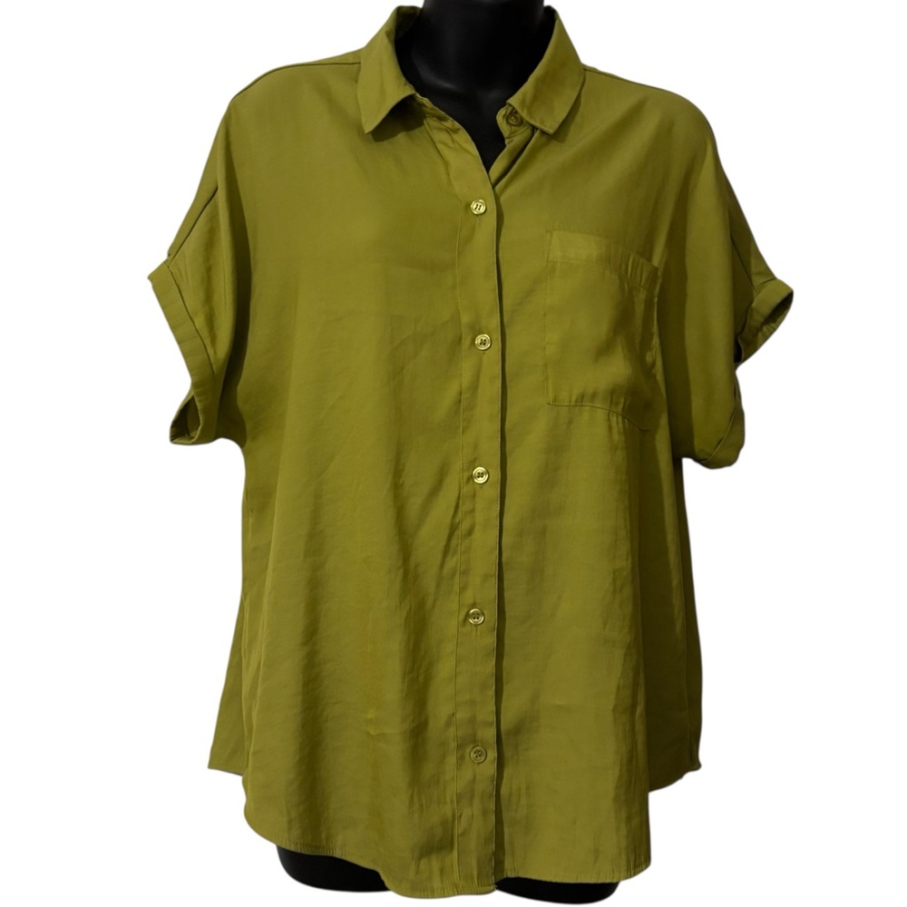 Joie women’s avocado green flowy button down top size L